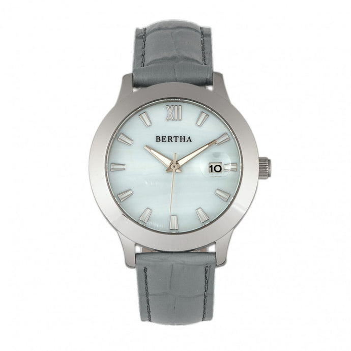Bertha Eden MOP Leather-Band Watch w/Date - BTHBR6502