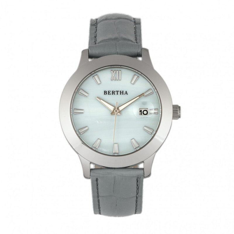 Bertha Eden MOP Leather-Band Watch w/Date