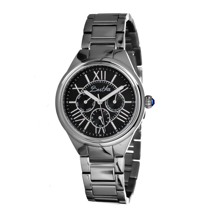 Bertha Rachel Ladies Bracelet Watch w/Day/Date - Silver/Black - BTHBR1402