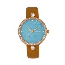 Load image into Gallery viewer, Bertha Frances Marble Dial Leather-Band Watch - Camel/Cerulean - BTHBR6405
