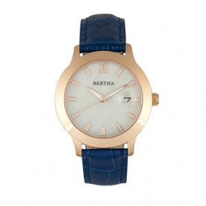 Bertha Eden MOP Leather-Band Watch w/Date