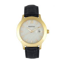 Load image into Gallery viewer, Bertha Eden Mother-Of-Pearl Leather-Band Watch w/Date - Black/Gold - BTHBR6504
