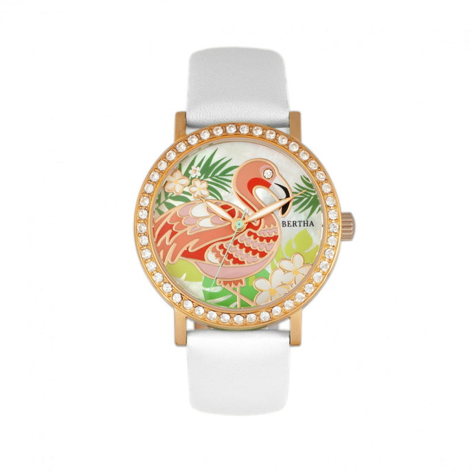 Bertha Luna Mother-Of-Pearl Leather-Band Watch - BTHBR7705