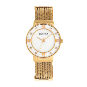 Bertha Dawn Mother-of-Pearl Cable Bracelet Watch