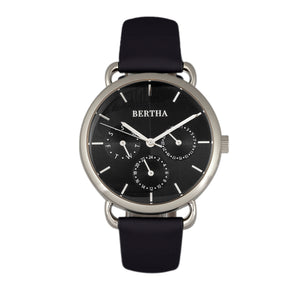 Bertha Gwen Leather-Band Watch w/Day/Date - Black - BTHBR8304