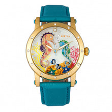 Load image into Gallery viewer, Bertha Morgan MOP Leather-Band Ladies Watch - Gold/Turquoise - BTHBR4203
