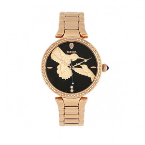 Bertha Nora Bracelet Watch - Black/Rose Gold  - BTHBR8503