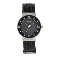 Load image into Gallery viewer, Bertha Dawn Mother-of-Pearl Cable Bracelet Watch - Black - BTHBR9702
