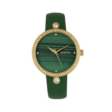 Load image into Gallery viewer, Bertha Frances Marble Dial Leather-Band Watch - Green - BTHBR6403
