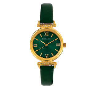 Bertha Jasmine Leather-Band Watch - Green - BTHBR9604