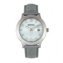 Load image into Gallery viewer, Bertha Eden Mother-Of-Pearl Leather-Band Watch w/Date - Grey/Silver - BTHBR6502
