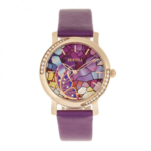 Bertha Vanessa Leather Band Watch - Purple - BTHBR8706