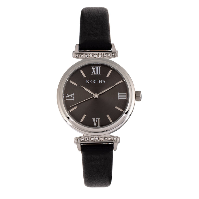 Bertha Jasmine Leather-Band Watch - Black - BTHBR9601