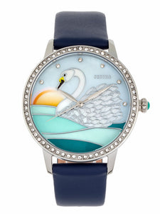 Bertha Grace MOP Leather-Band Watch