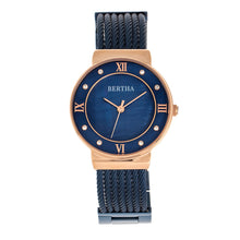 Load image into Gallery viewer, Bertha Dawn Mother-of-Pearl Cable Bracelet Watch - Rose Gold/Blue - BTHBR9706

