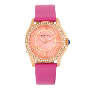 Bertha Donna Mother-of-Pearl Leather-Band Watch - Pink - BTHBR9805