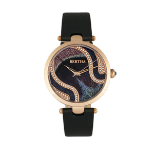 Bertha Trisha Leather-Band Watch w/Swarovski Crystals - Black - BTHBR8003