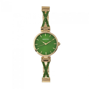 Bertha Amanda Criss-Cross Bracelet Watch - Gold/Green - BTHBR7603