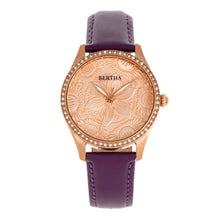 Load image into Gallery viewer, Bertha Dixie Floral Engraved Leather-Band Watch - Purple - BTHBR9905
