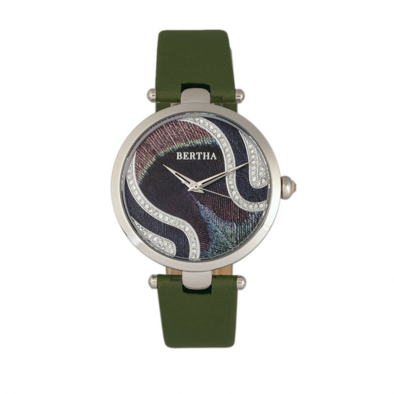 Bertha Trisha Leather-Band Watch w/Swarovski Crystals