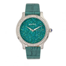 Load image into Gallery viewer, Bertha Cora Crystal-Encrusted Leather-Band Watch - Teal - BTHBR6002
